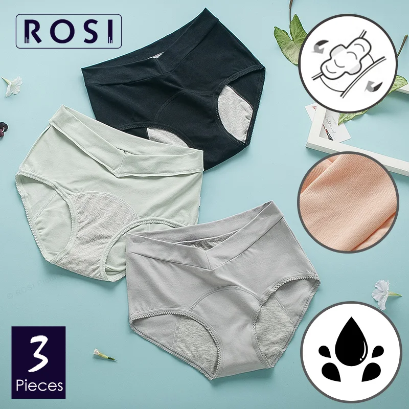 ROSI высокая талия менструальный период трусы женские хлопок герметичное женское