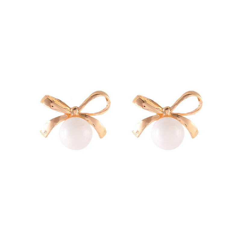 Корейская имитация жемчуга лук серьги в ретро-стиле с бантом для маленьких