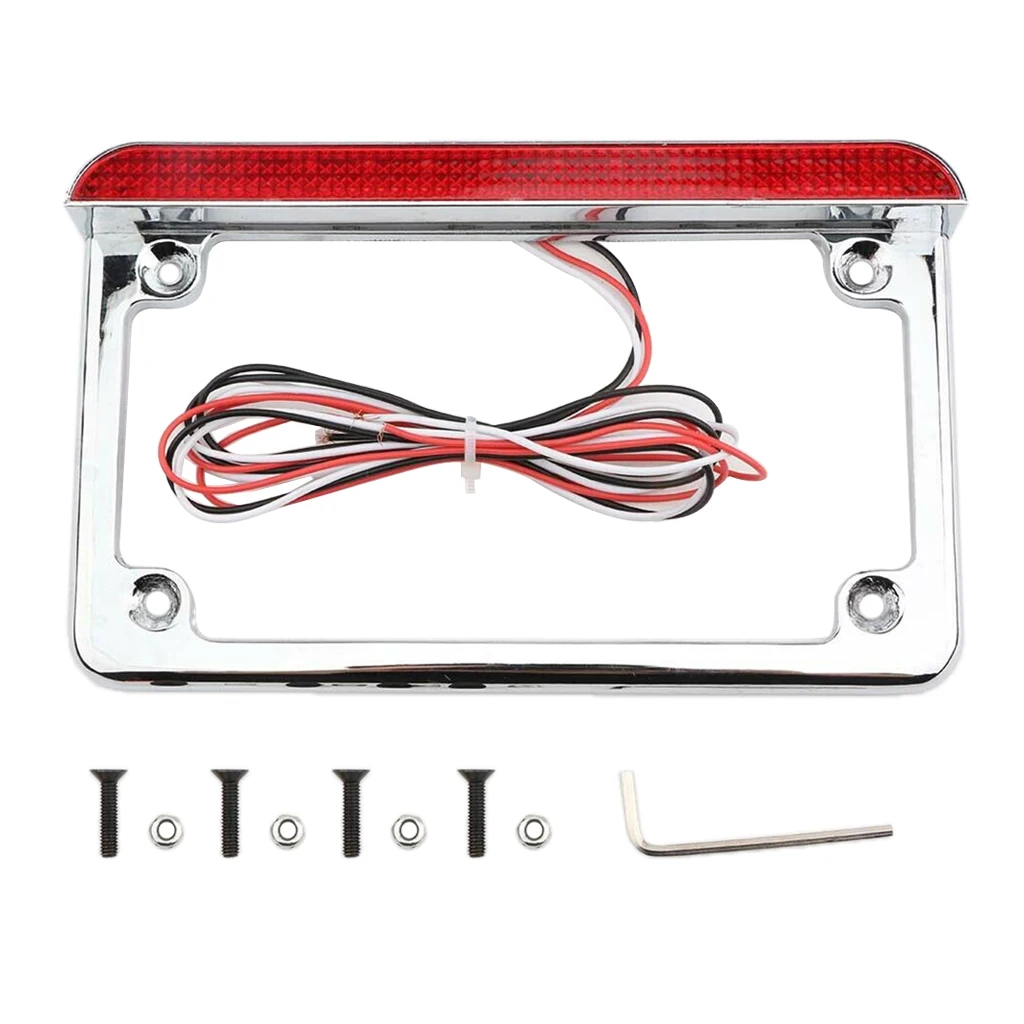 

Motorcycle 12v LED Taillight Tail Lamp W/ License Plate Bracket Chrome