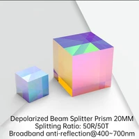 depolarized beam splitter prism optical dichroic prism k9 cube 20mm split ratio 50r50t optical coating beam splitter prism
