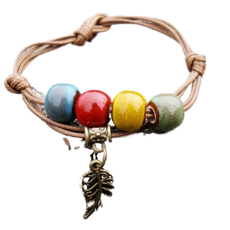 

Gemstone Bracelet Ethnic Vintage Couple Bracelet Female Bronze Ceramic Friendship Bracelets Designer Chrams Jewelry Wholesale