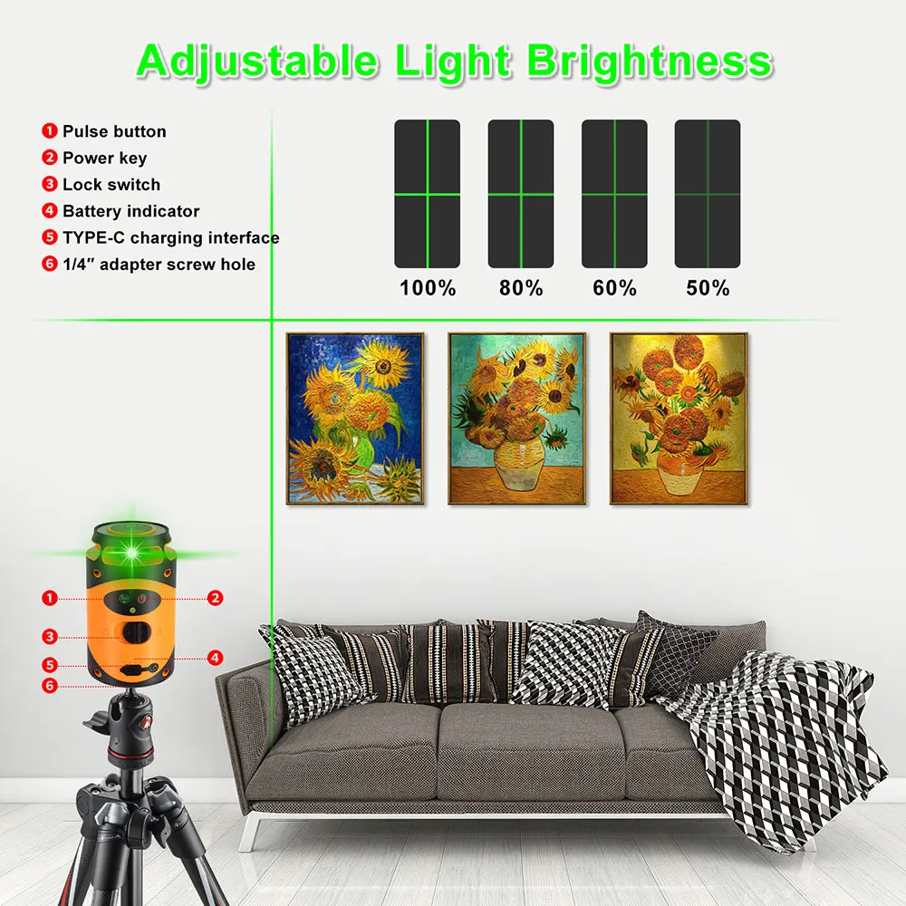 Нивелир лазерный Norm 5/2 линий зеленый лазер с приемником самовыравнивающийся