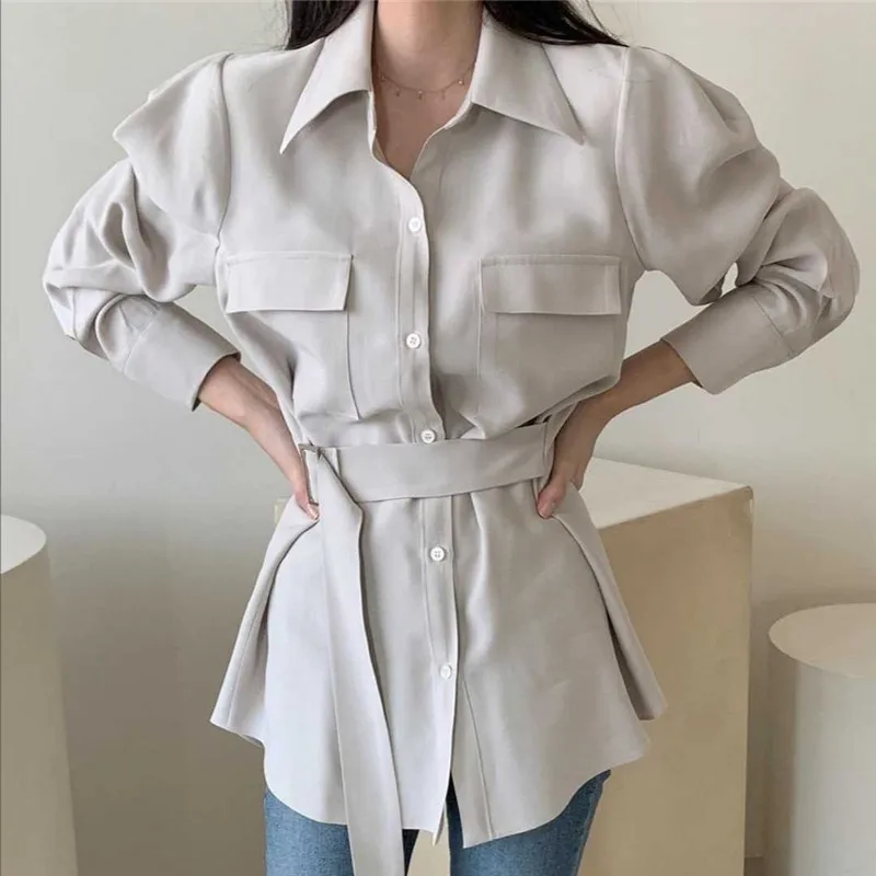 

RUGOD 2021 Early Spring Designed Slim Shirt with Side Tie