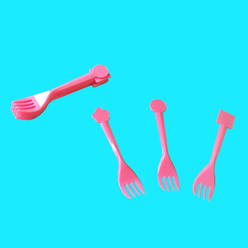 Fork(10Pcs) Набор для вечеринки в честь Дня Рождения, для девочек, с рисунком фламинго, свадебные украшения, одноразовые столовые приборы, вечерние тарелки, бумажные соломинки, для детского душа - Цвет: Fork(10Pcs)