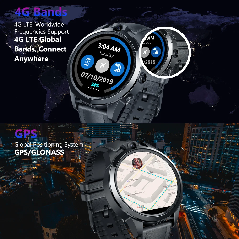 Смарт-часы Zeblaze THOR 5 PRO 3 Гб ОЗУ + 32 ПЗУ двойная камера 0 МП фитнес-трекер пульсометр 4G