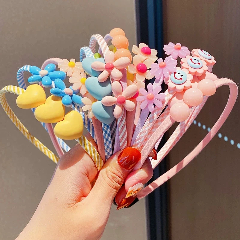 

New Girls Cute Candy Colors Cartoon Hair Hoop Children's Flower Heart Hairbands Kids Headband Fashion Hair Accessories Headwear