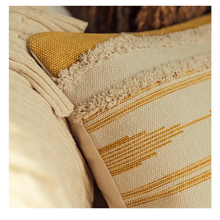 Желтые футболки в полоску с вышивкой ручной работы Накидка для подушки домашний