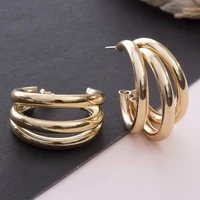 metal geometric irregular exaggerated golden hollow earrings jewelry