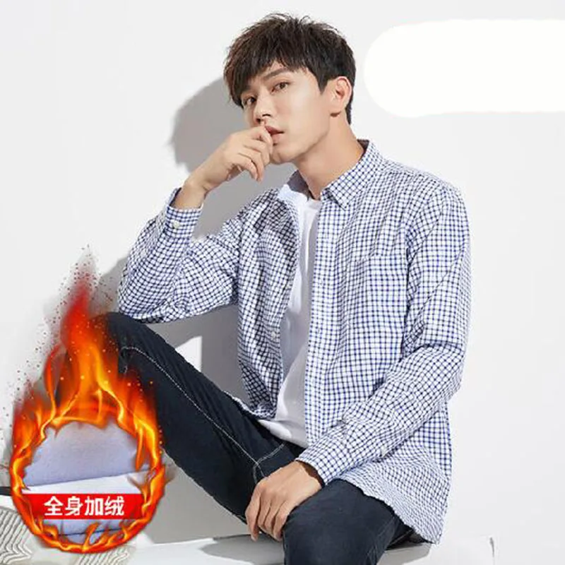 Мужская осенне-зимняя одежда для улицы однобортные рубашки Camisa с добавлением