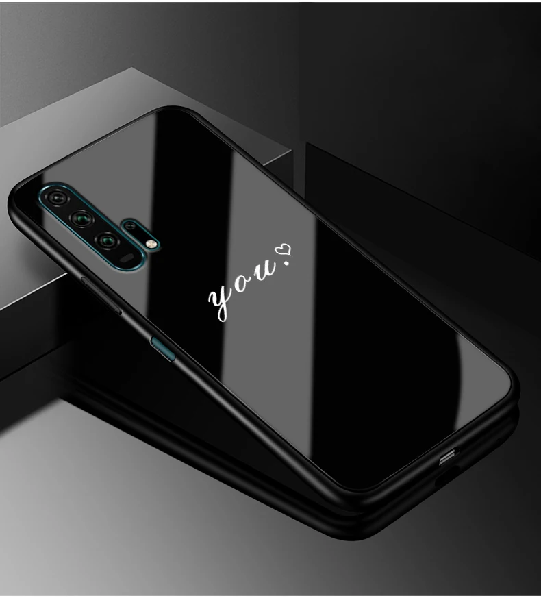 Для huawei Nova 5 T чехол Nova5T PC Пластиковый стеклянный чехол для телефона черный ТПУ бампер чехол для huawei Nova 5 T Nova 5 T чехол