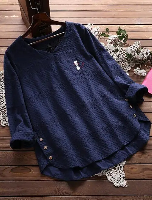 

Womens Ladies summer Casual Loose Top Long Sleeve T-Shirt v-neck Loose top