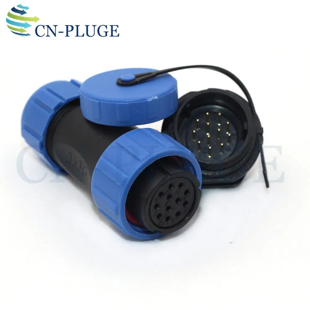 SP21 Тип Водонепроницаемый 12 штифтов проволочный сзади гаечный соединитель на