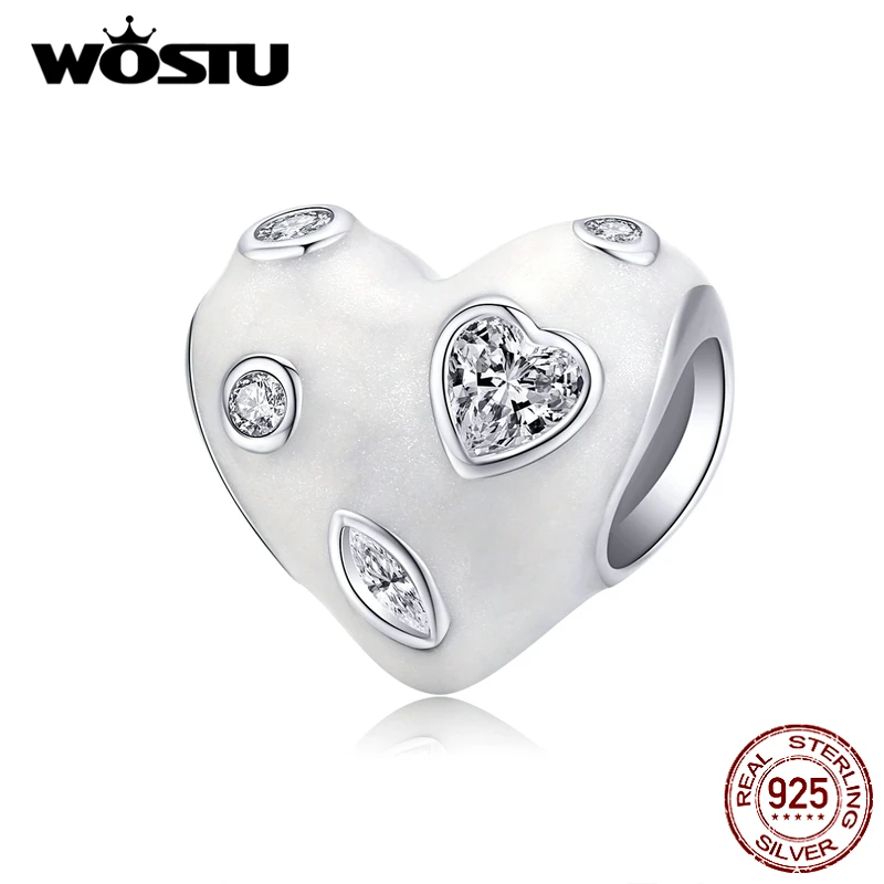 Подвеска для браслета из серебра 925 пробы с белым сердцем|Бусины| |