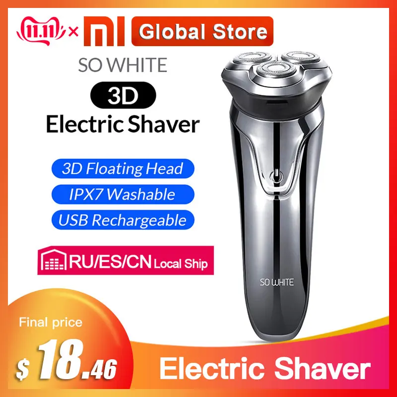 Xiaomi Soocas SO WHITE электробритва Мужская моющаяся USB перезаряжаемая Беспроводная 3D умная бритва для бритья бороды