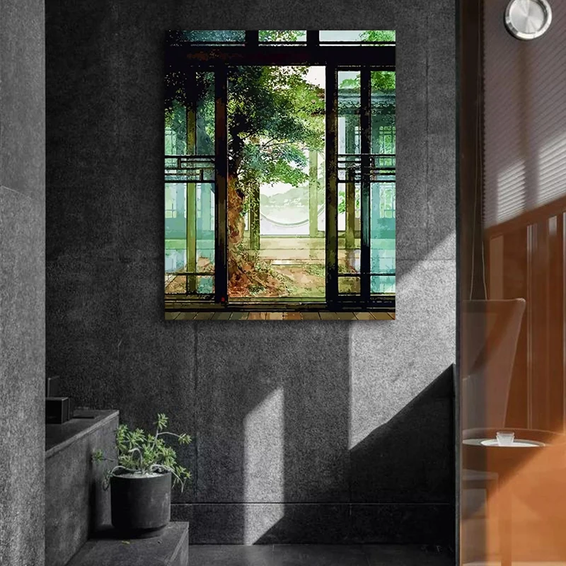 DIY Цифровая масляная краска древний стиль внутренний двор пейзаж картина маслом