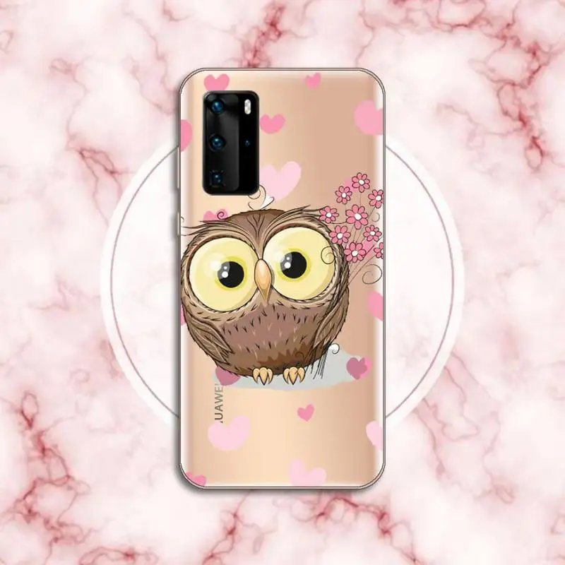 

Cute Owl Black Phone Case Transparent for Xiaomi Redmi note 10 t 8 9 pro lite 11 Huawei P honor 8 10i 20 30 40 smart 2019