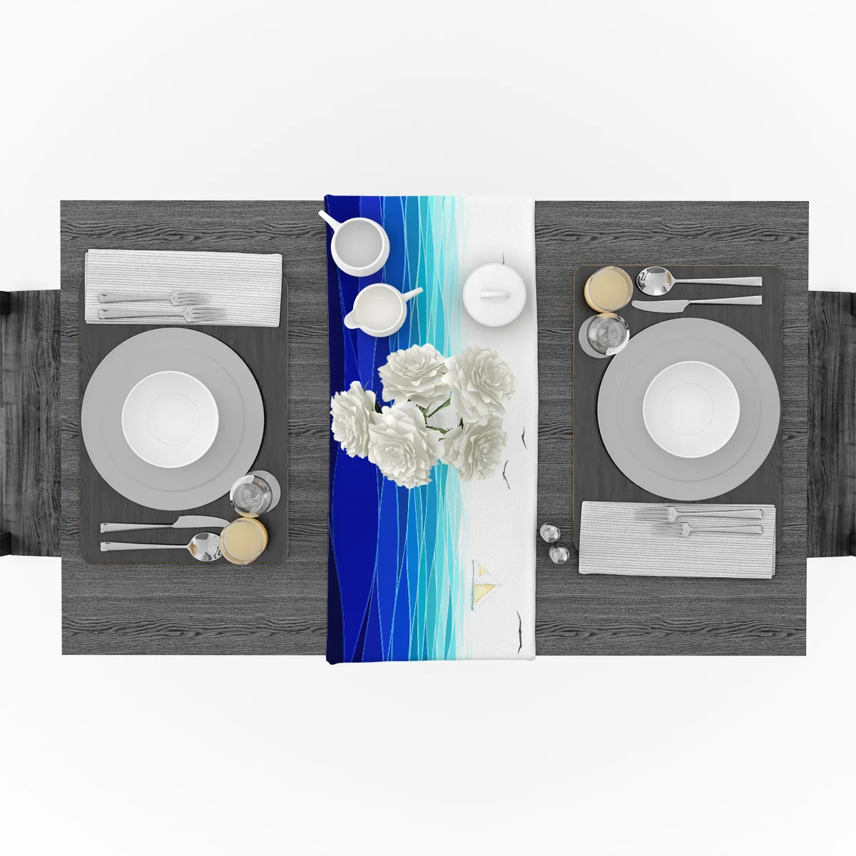 Морской фон настольная дорожка украшение для вечерние ринки свадьбы шампанского