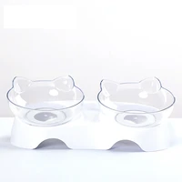 pet dogs bowl for puppy cats food water feeder pets feeding dishes dog bowls protect cervical vertebra tilt plastic double bowl