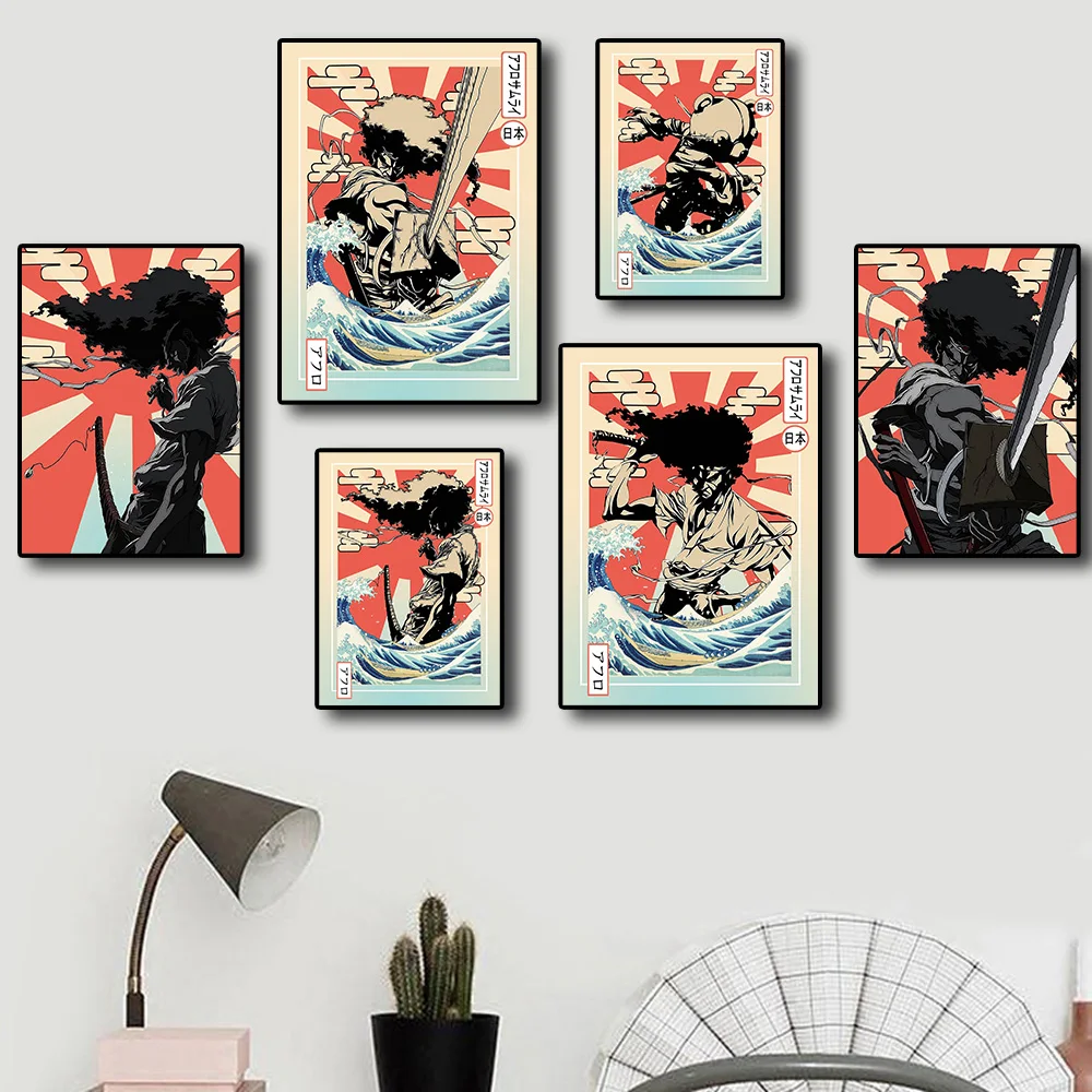 Классическая Ретро картина абстрактное искусство домашний декор афро Самурай