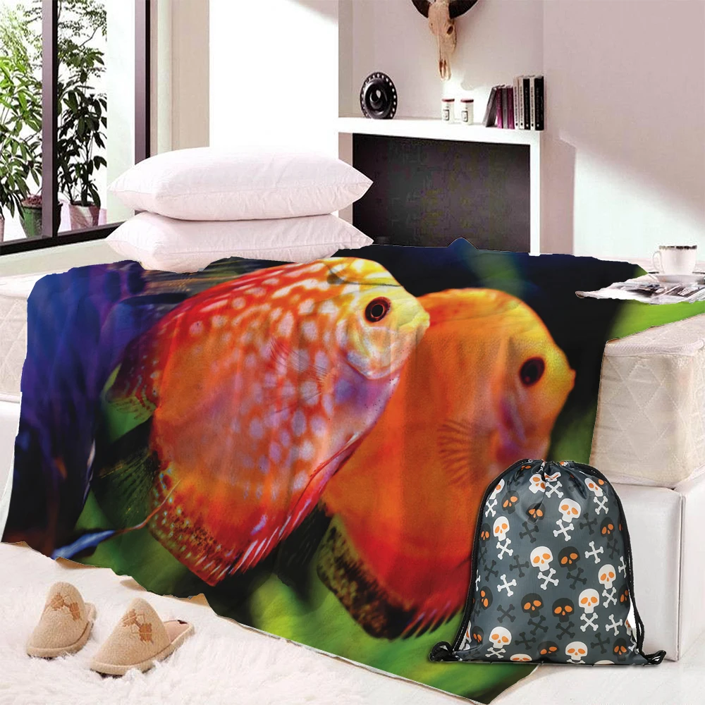 

Fish Print Blanket For Home Travel Picnic 3D Printed Soft Fleece Blanket Wearable Warm Throw Blanket For Adults Childs