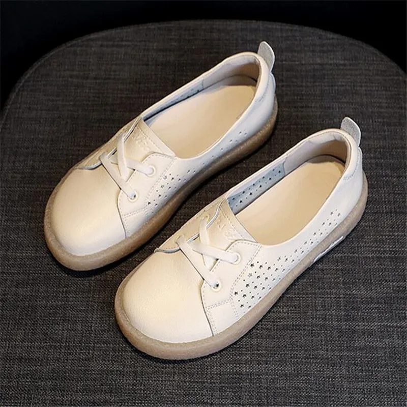 Повседневная обувь из натуральной кожи женские кроссовки однотонные балетки