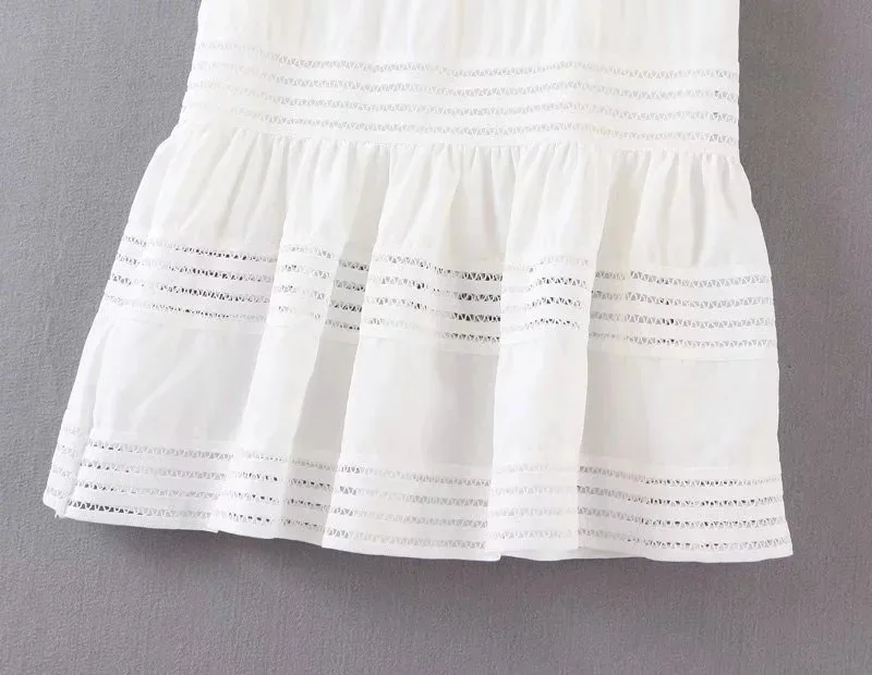 Женский хлопковый комплект из двух предметов DEAT белая длинная юбка с бантом и