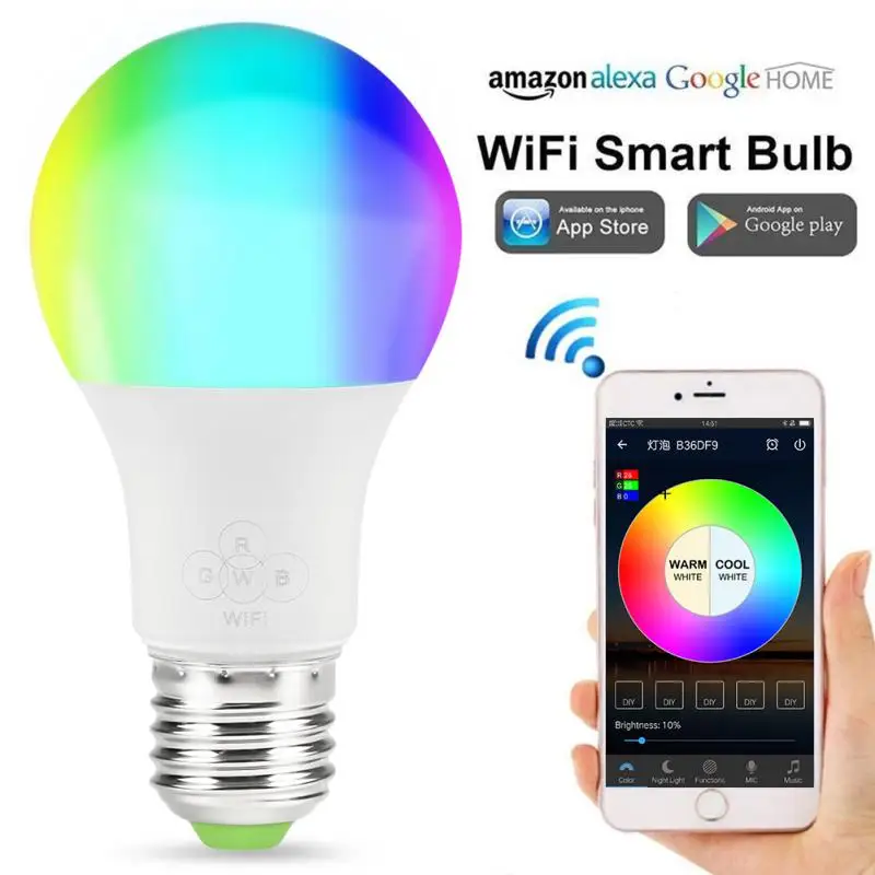 Беспроводная смарт-лампа с WiFi RGB белая волшебная лампа регулируемой яркостью