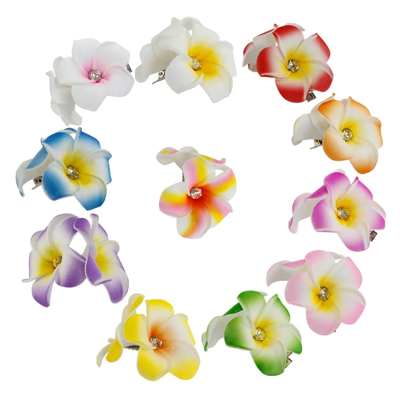 5 шт. Новая мода пена Гавайский цветок Плюмерия шпилька frangipani цветок свадебные зажимы для волос с бриллиантом
