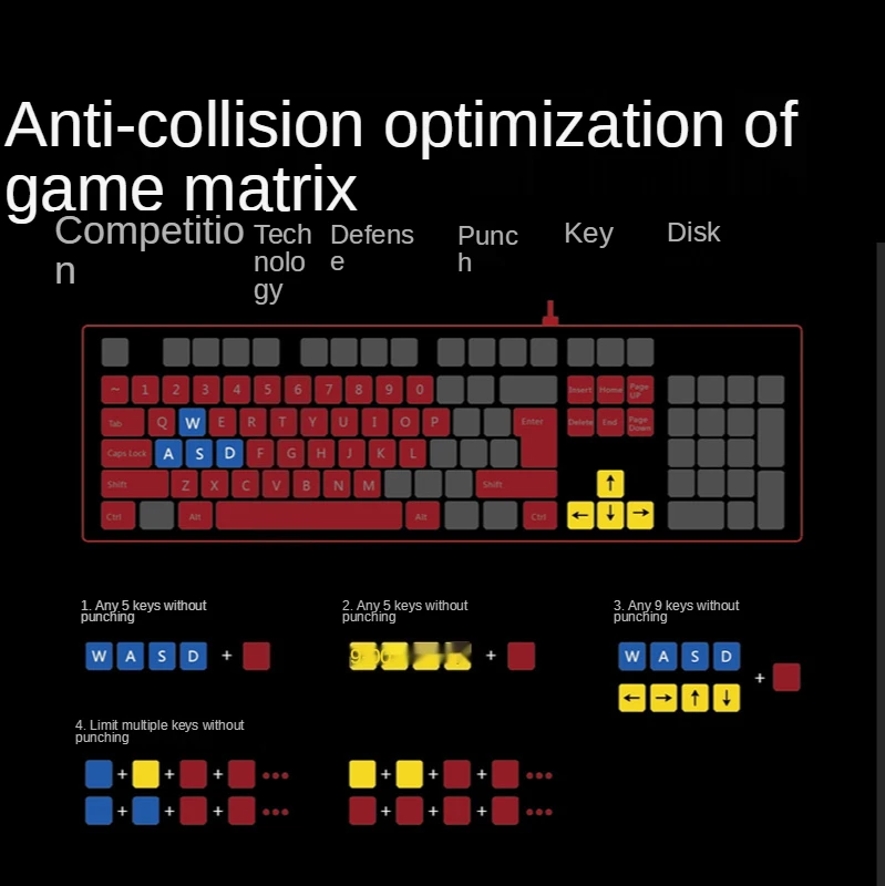 

Shuangfeiyan Blood Hand Ghost B150N Wired Gaming Keyboard Membrane Notebook Desktop Computer