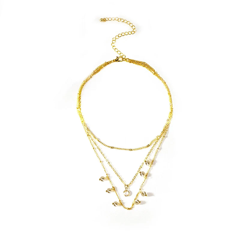 Женское многослойное ожерелье Colier с жемчугом и кристаллами | Украшения