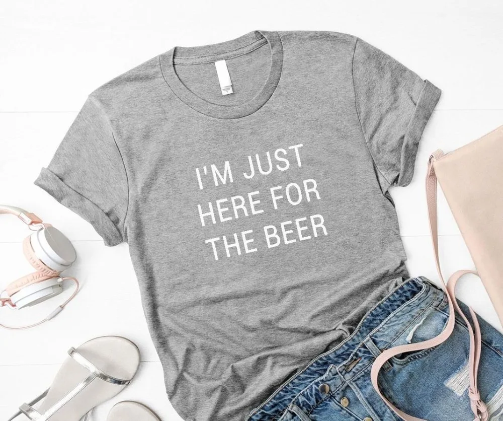 

Women T Shirt I'm Just Here for The Beer Print Tshirt Women Short Sleeve O Neck Loose T-shirt Ladies Summer Causal Tee Shirt