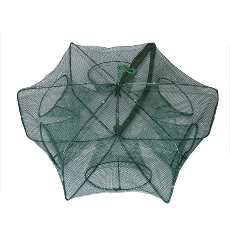 6 Holes Folded Portable Hexagon Fishing Net Network Casting Crayfish Catcher Fish Trap Shrimp Catcher Tank Cages Mesh Nets New