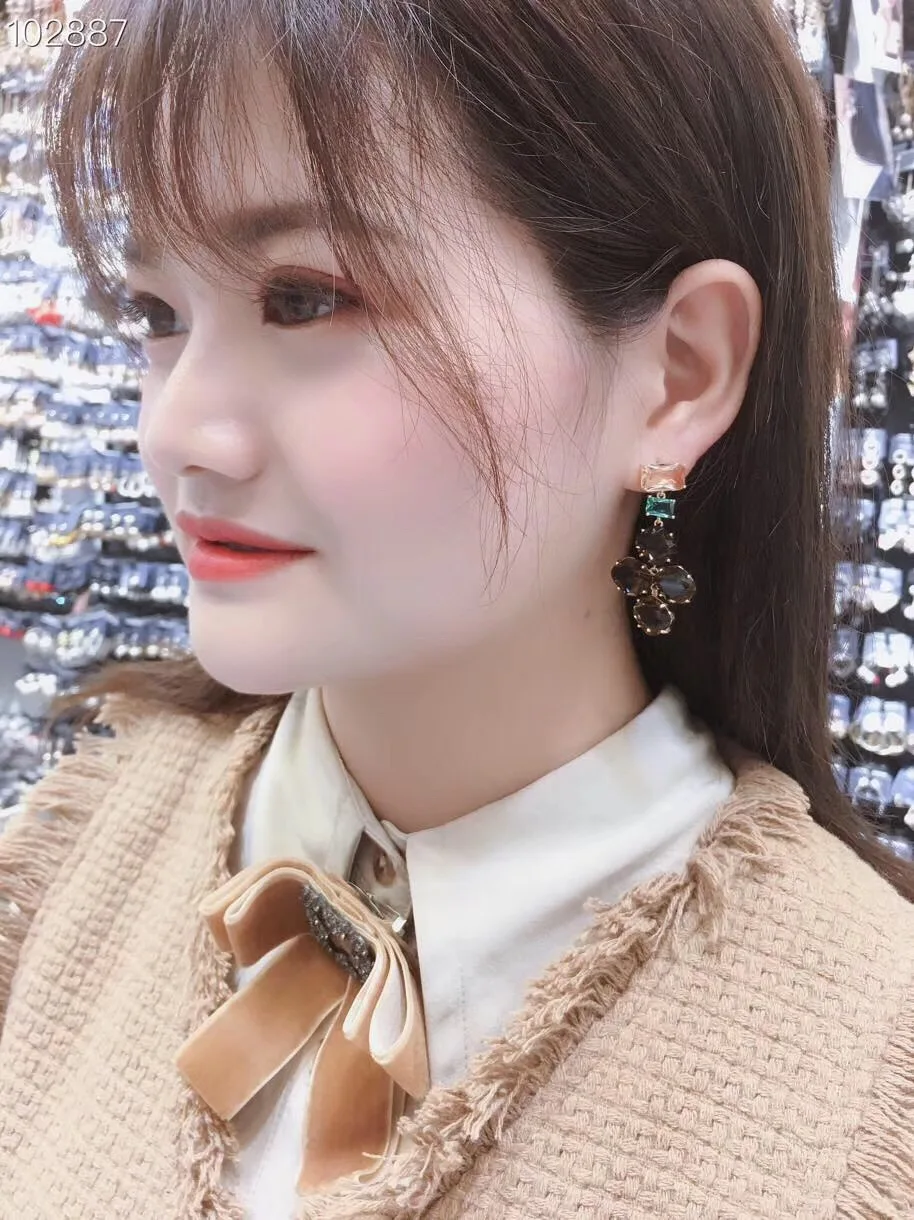 

VERY GIRL Fashion Crystal Bead Earrings Women/Girl's CZ Zircon Geometric Drop Earrings brincos femme