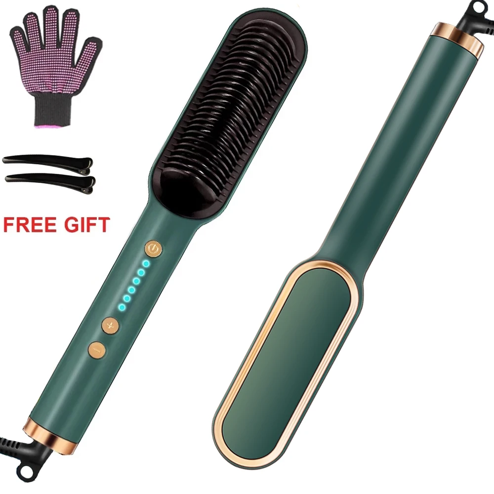 

Hot Hair Straighteners Brush Women Hair Styler Curling Iron Electric Hot Comb Straightener Fast Heating Curler Hair Caring Tools