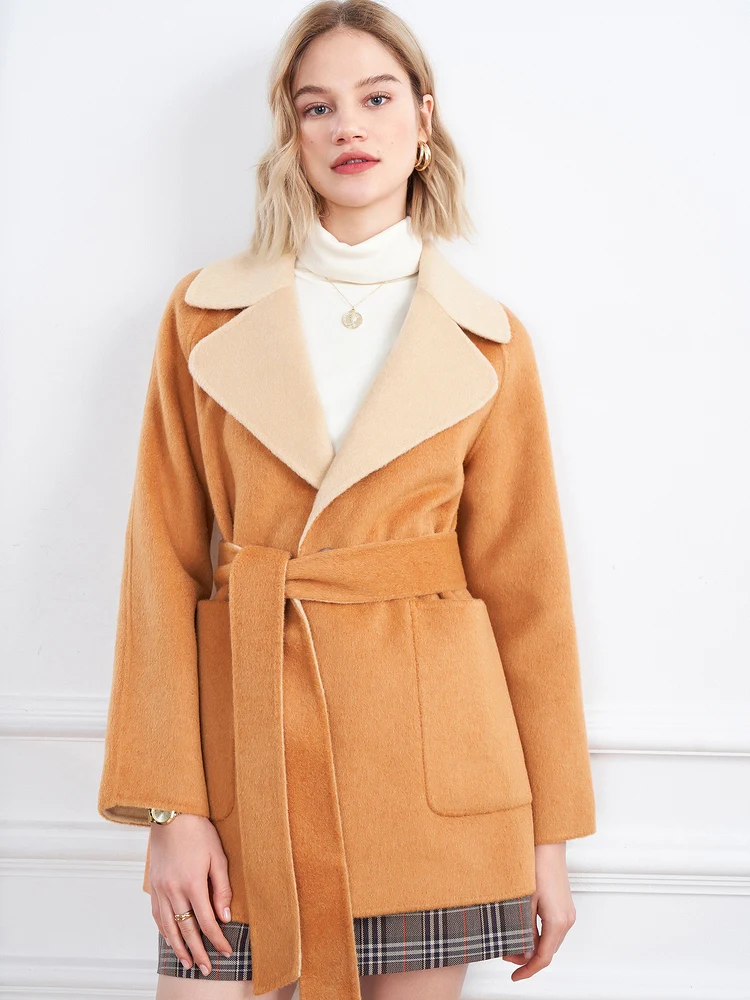 

Женская одежда Shzq, новинка зимы 2021, милое свободное шерстяное пальто, Женское шерстяное пальто средней длины