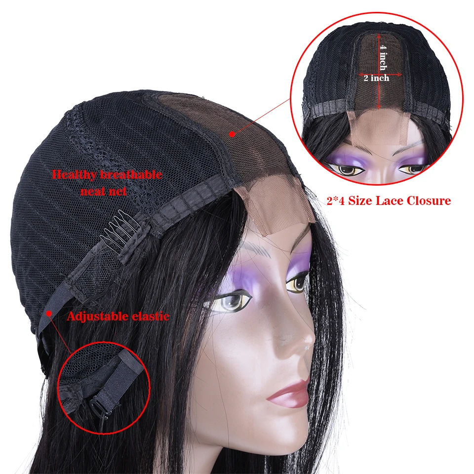 Парик Hairugo парик из малайзийских прямых волос с кружевной частью 2*4 парики