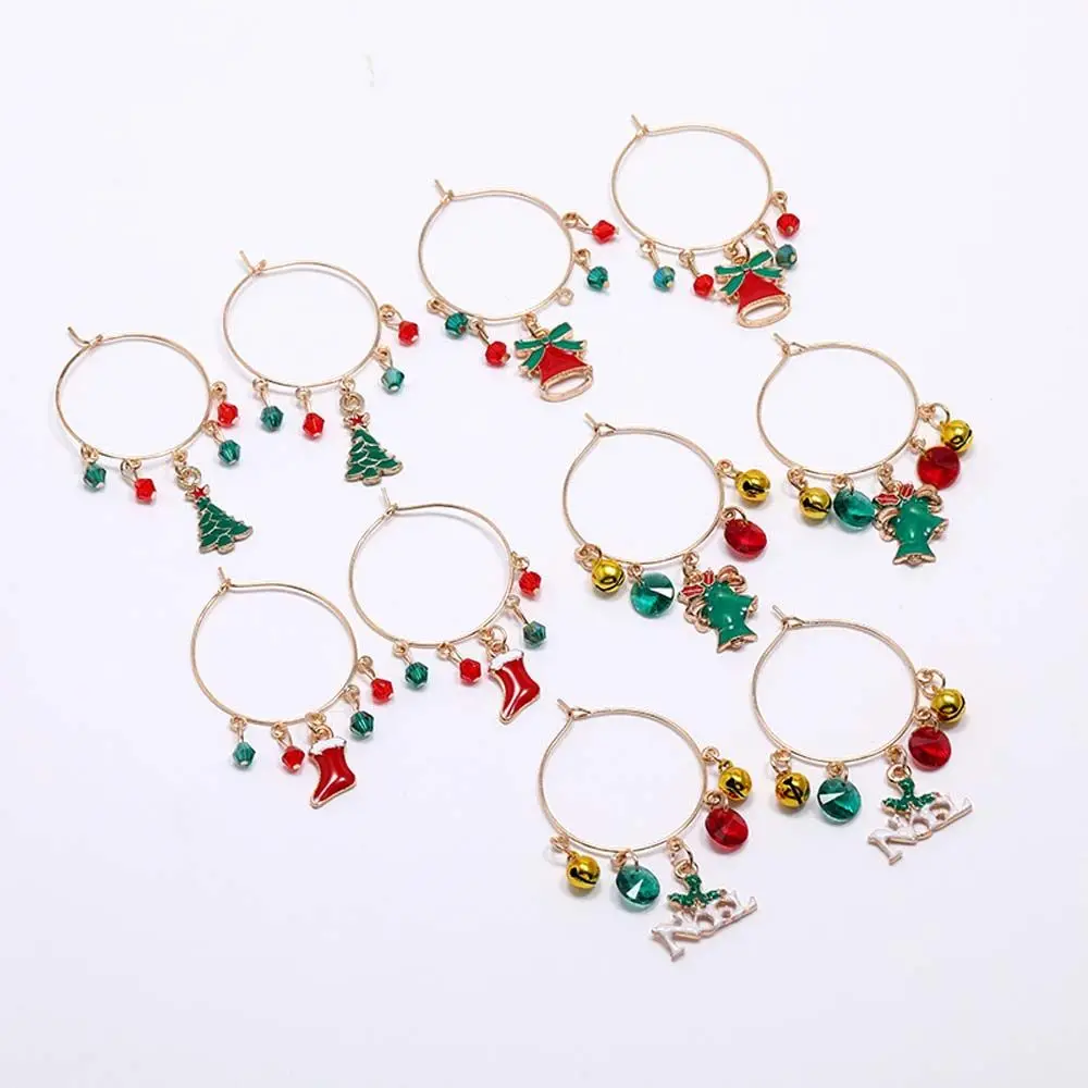 

Christmas Earrings Christmas Tree Hat Sock Round Studs Earrings Trendy Fashion For Women Creative Party Jewelry Accessories