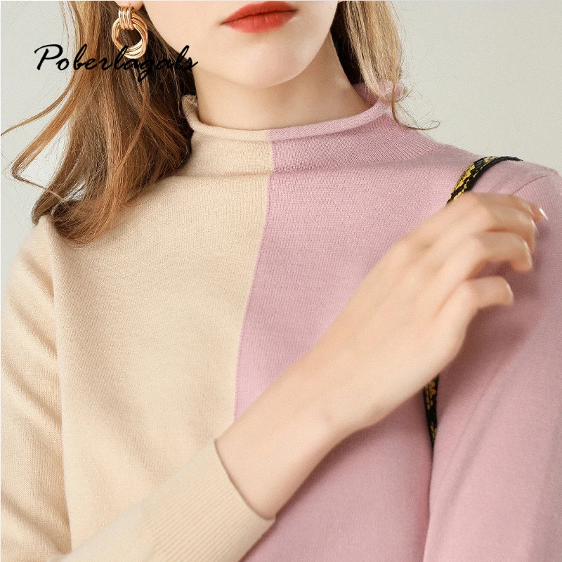 Модный зимний кашемировый свитер с высоким воротником женские осенние 2019