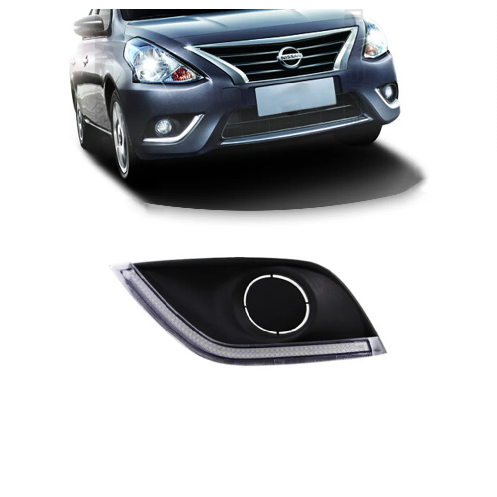 DRL for Nissan Sunny Versa 2014 2015 2016 2017 2018 2019 LED Daytime Running Light Waterproof Driving Fog Lamp w/ Turn Signal |