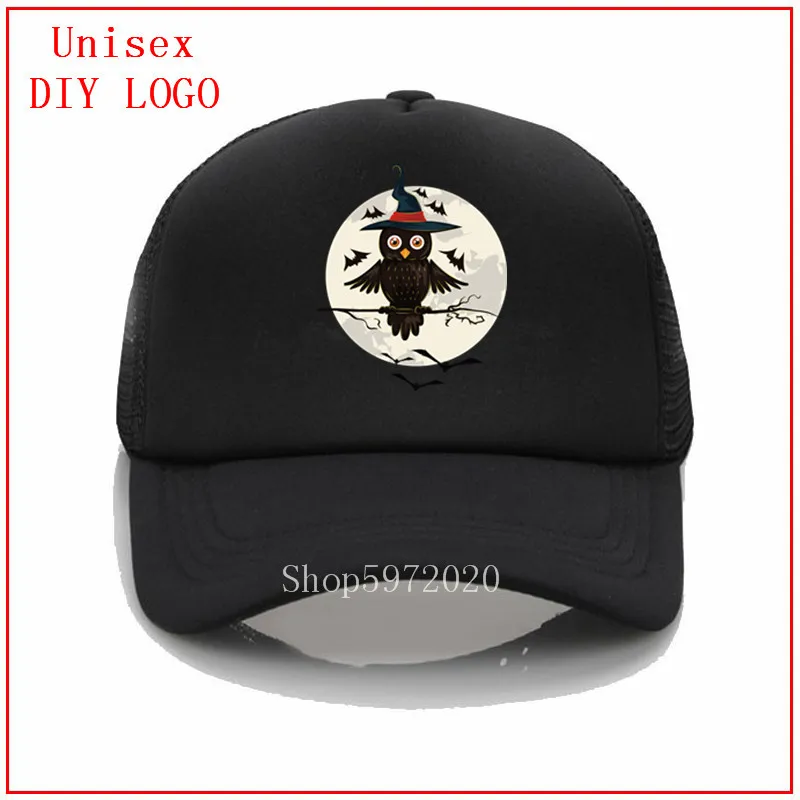 Бейсболка с рисунком Совы и летучих мышей на Хэллоуин женская шапка пластиковым