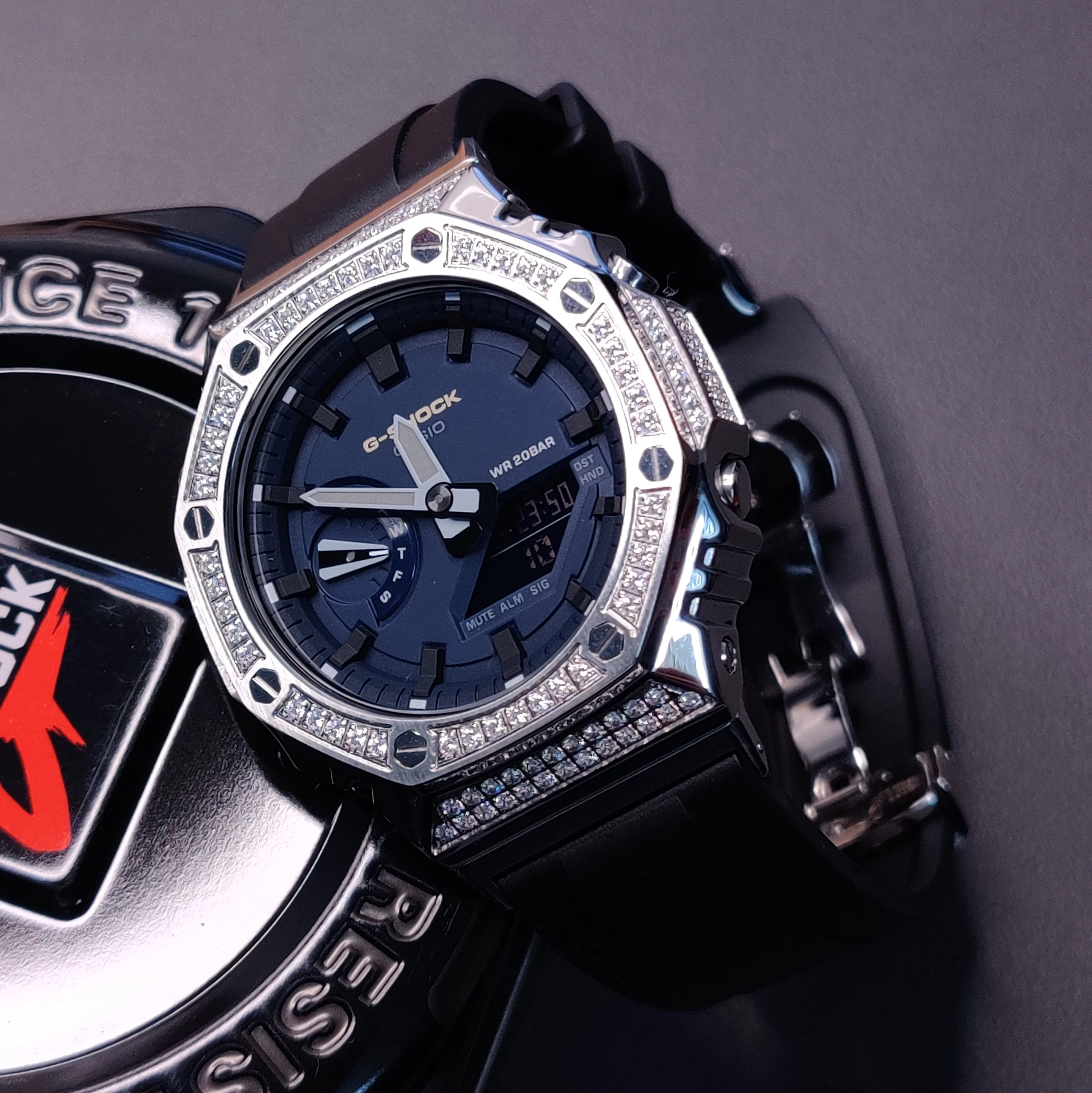 Металлический бриллиантовый ремешок для часов GA2100 комплект ремешков Viton Casio G Shock