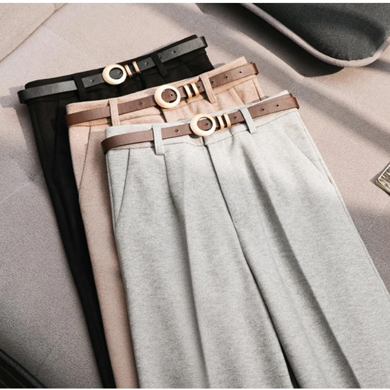 Женские шерстяные штаны-шаровары OL стильные брюки дамские повседневные