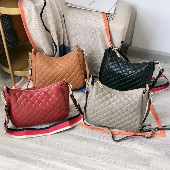 

free shipping 2020 the new style fashion plaid genuine cow leather women one shoulder bag crossbody bag 28.5cm 5 color