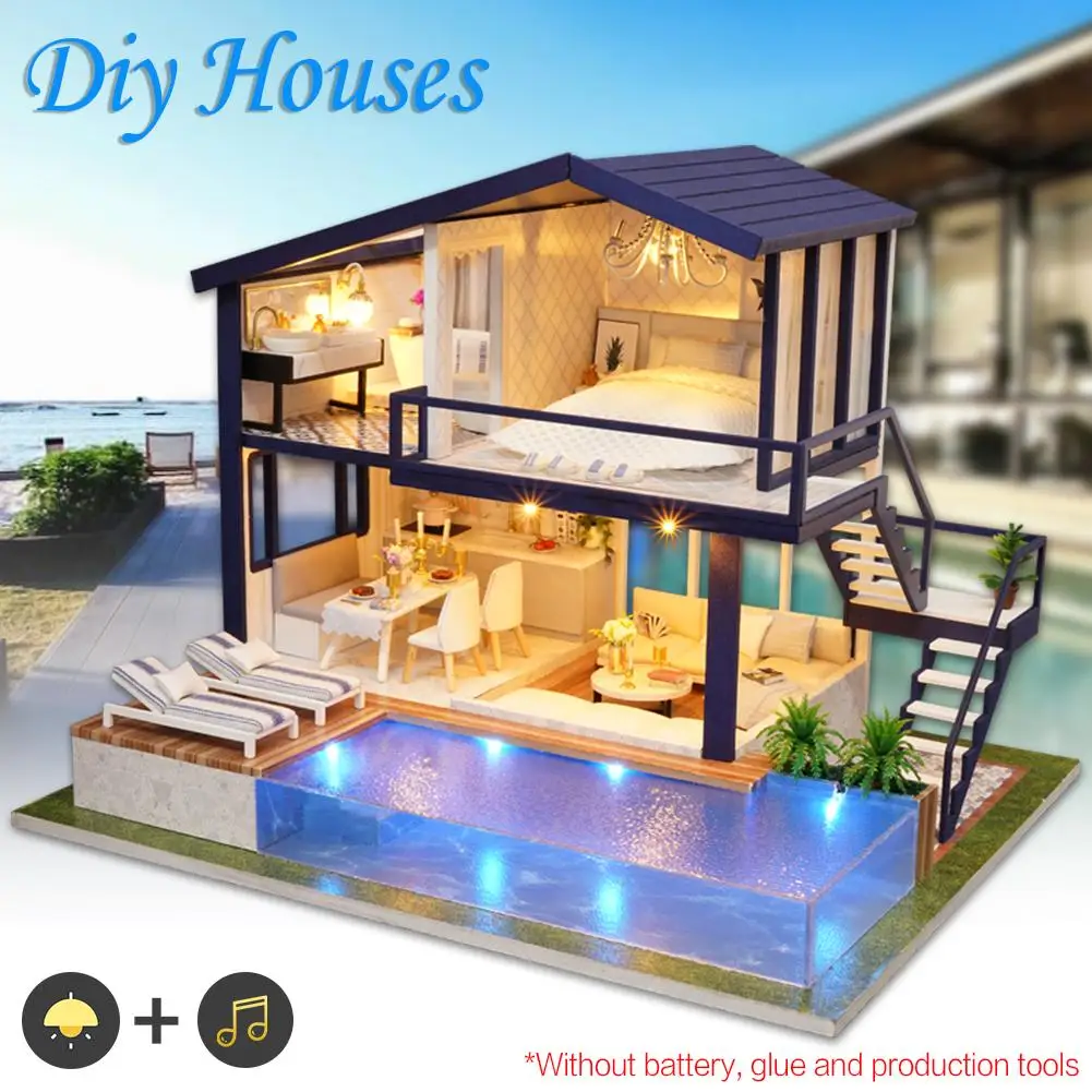 

DIY Cottage Hut Small House Doll House Wooden Manual Assembly Home Decoration Holiday Birthday Gift Time Apartment