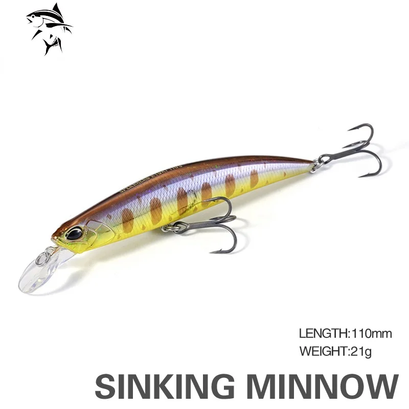 

2021 Fishing Lure SPEARHEAD RYUKI 110 Wobbler Fishing Lure 110mm 21g Plastic Sinking Minnow Bass Pike Artificial Hard Bait