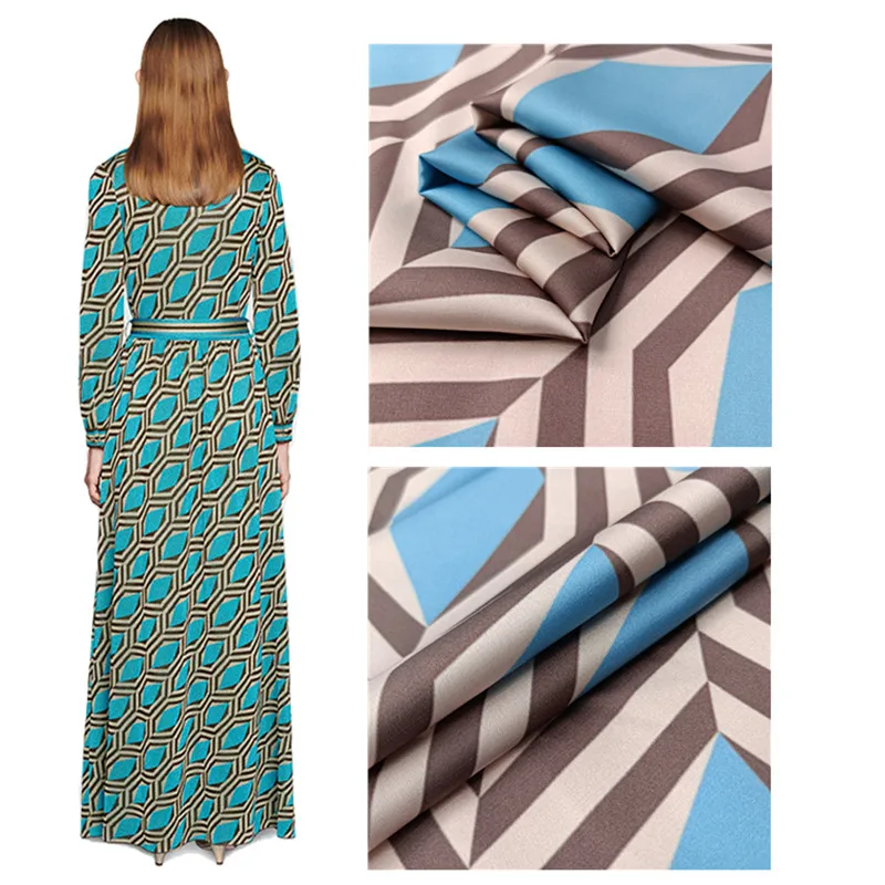 

Polyester satin dress high-end plaid pattern customization European G brand floral printed cloth diy patchwork