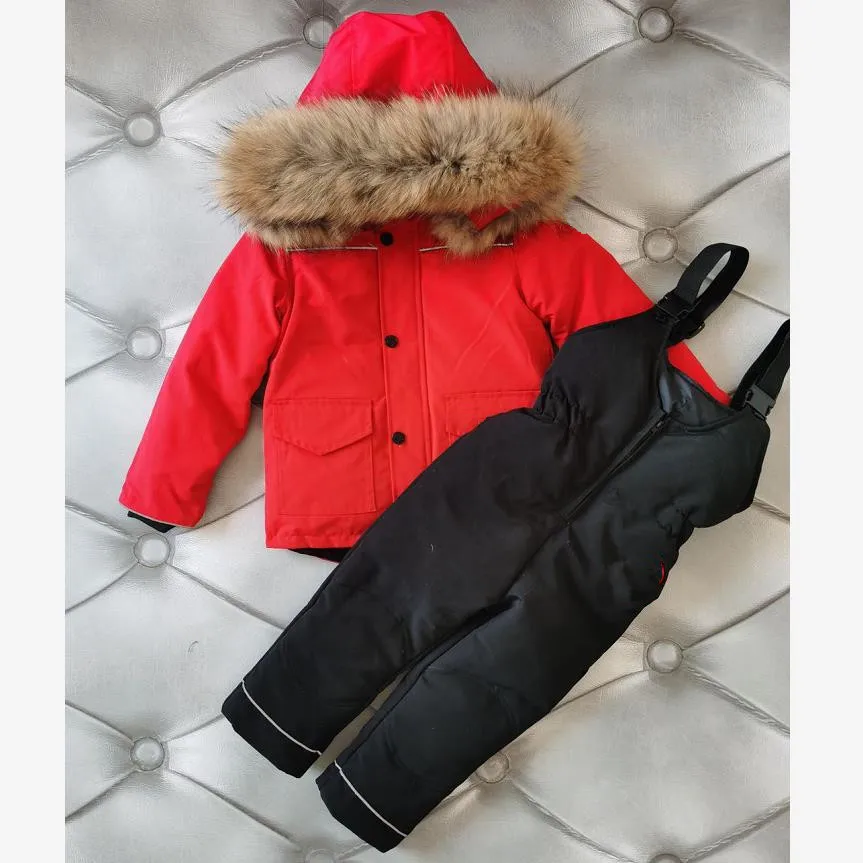 

Winter Children Hooded Warm Down Coat Kids Thicker Snow Wear Outerwear Real Fur Collar Parka Down Jackets For girls boys Y3215