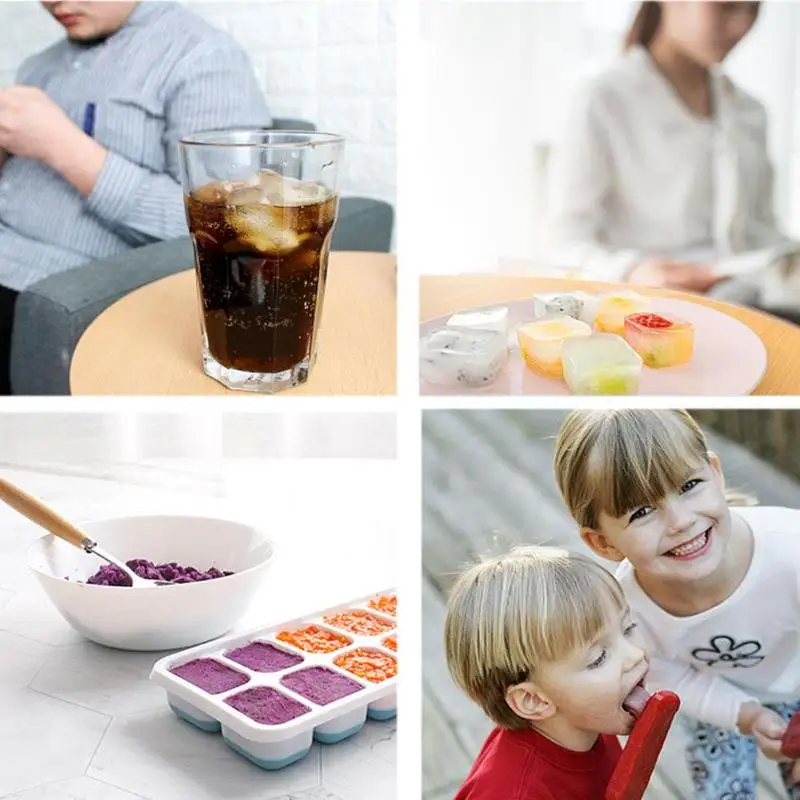 Пластиковый лоток с формой для кубиков льда 14 ячеек бытовая квадратная форма