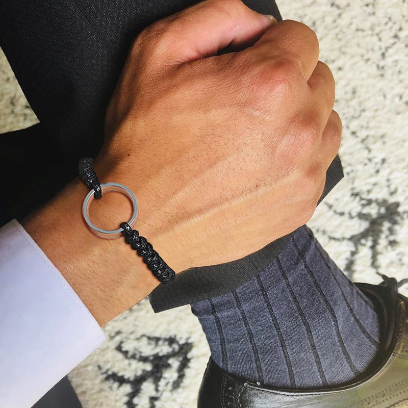 Плетеный браслет из шнура с кольцом бесконечности оплетенные браслеты манжеты