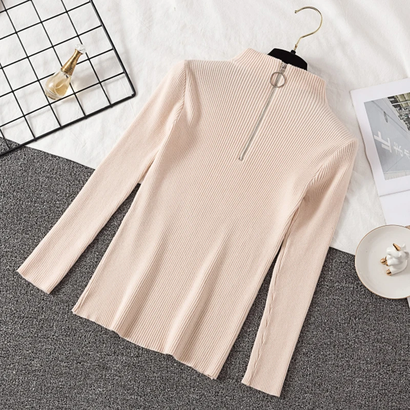 Zipper Turtleneck Sweater Korean Style Women Sweaters 2019 Winter Tops Pullover Autumn Jumper Knitted Pull Femme | Женская одежда